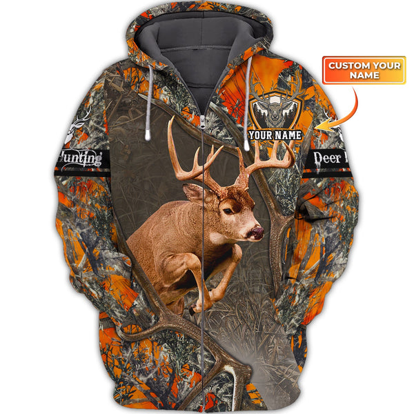 Maxcorners Custom Name Hunting Deer Running Shirt 3D All Over Printed Clothes