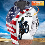 Maxcorners Motocross Biker America Customize Name 3D Shirts