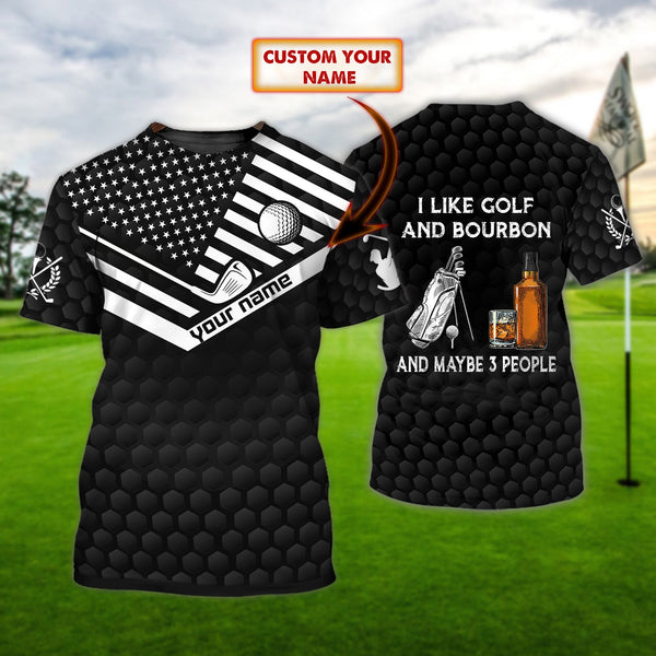 Maxcorners Golf Bourbon Customized Name 3D Shirt