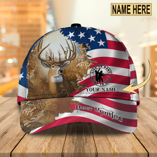 Maxcorners Deer Hunting American Flag Personalized Cap