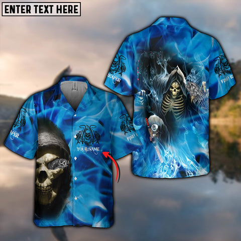 Maxcorners Fishing Reaper Personalized 3D Hawaiian Shirt