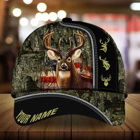 Maxcorners The Best Deer Hunting Leather Personalized Hats 3D Multicolored