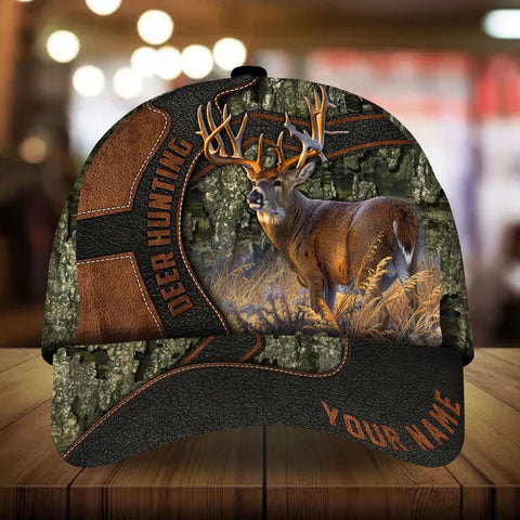 Maxcorners Premium Unique Leather Deer Hunting Personalized Hats 3D Multicolored