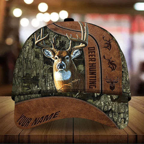 Maxcorners The Best Deer Hunting Leather Personalized Hats 3D Multicolored