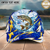 Maxcorners Fishing Lightning Splash Blue Pattern Personalized Name Classic 3D Cap (9 Breeds)