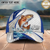 Maxcorners Fishing White Scale Pattern Personalized Name, Team Name Classic 3D Cap (9 Breeds)