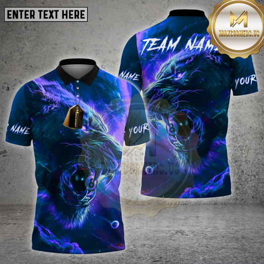 Maxcorners Billiards Shirt Galaxy Lion 8 Ball Multicolor Options Personalized Name, Team Name 3D Shirt (4 Colors)