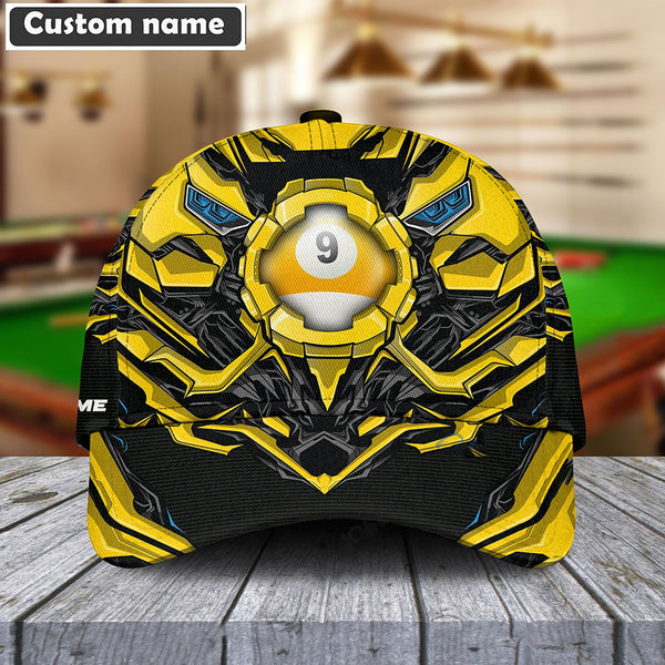 Maxcorners Billiards Yellow 9-Ball Personalized Name Cap