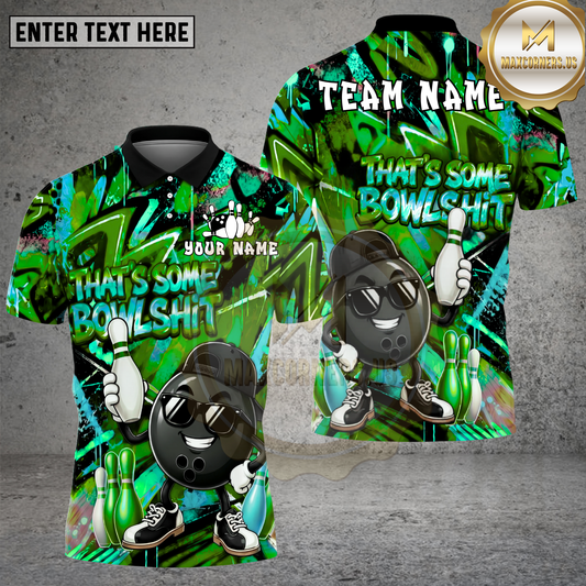 Maxcorners Bowling Ball Graffiti Streetwear Funny Quote Multicolor Options Personalized Name, Team Name 3D Shirt (4 Colors)