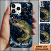 Maxcorners Bass Fishing Phone Case Blue Ocean Hexagon Lure Art Design Custom Angler Name Phone Case (12 Fish Species)