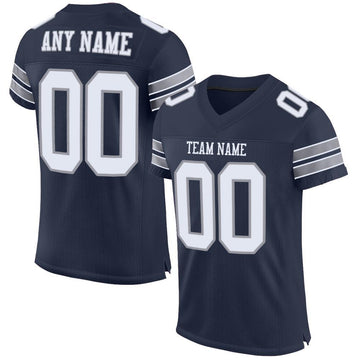Maxcorners Custom Navy White-Light Gray Mesh Authentic Football Jersey LM2605
