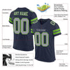 Maxcorners Custom Navy Light Gray-Neon Green Mesh Authentic Football Jersey LM2605