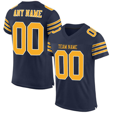 Maxcorners Custom Navy Gold-White Mesh Authentic Football Jersey LM2605