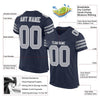 Maxcorners Custom Navy Gray-White Mesh Authentic Football Jersey LM2605