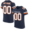 Maxcorners Custom Navy White-Orange Mesh Authentic Football Jersey LM2605
