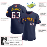 Maxcorners Custom Navy Red-White Premium American Flag Fashion Baseball Jersey LM0210
