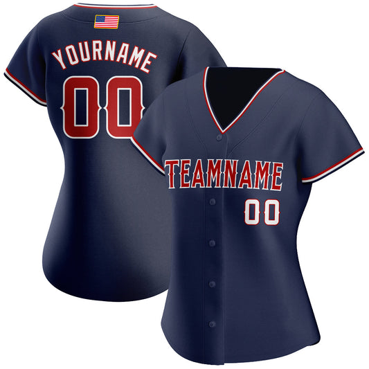 Maxcorners Custom Teal Purple-White Premium American Flag Fashion Baseball Jersey LM0210