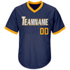 Maxcorners Custom Navy Gold-White Authentic Throwback Rib-Knit Baseball Jersey Shirt LM2605