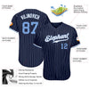 Maxcorners Custom Navy White Pinstripe Light Blue-White Authentic Baseball Jersey LM2605