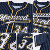 Maxcorners Custom Navy White Pinstripe White-Old Gold Authentic Baseball Jersey LM2605