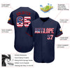Maxcorners Custom Navy USA Flag-Red Authentic Baseball Jersey LM2605