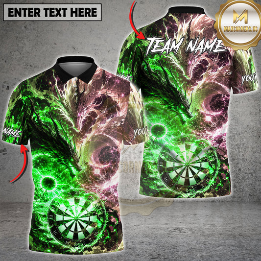 Maxcorners Fire Ice Dragon Dartboard Fantasy Multicolor Options Personalized Name, Team Name 3D Shirt (4 Colors)