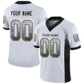 Maxcorners Custom White Black-Vegas Gold Drift Fashion Football Jersey LM2605