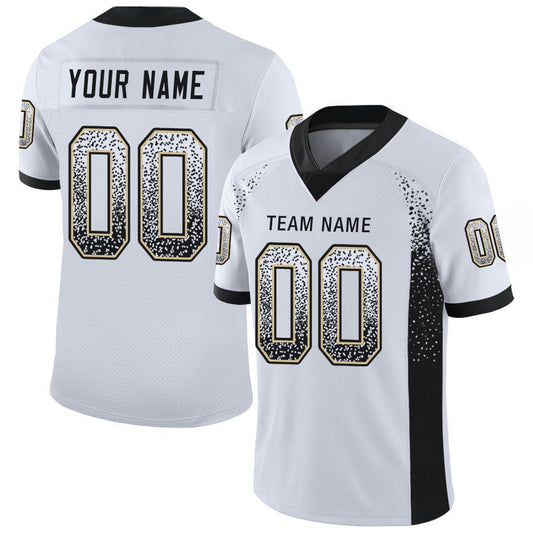 Maxcorners Custom White Black-Vegas Gold Drift Fashion Football Jersey LM2605