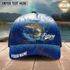 Maxcorners Fishing Water Splash Scale Gradient Design Personalized Name Classic 3D Cap (9 Breeds)