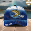 Maxcorners Fishing Water Splash Scale Gradient Design Personalized Name Classic 3D Cap (9 Breeds)