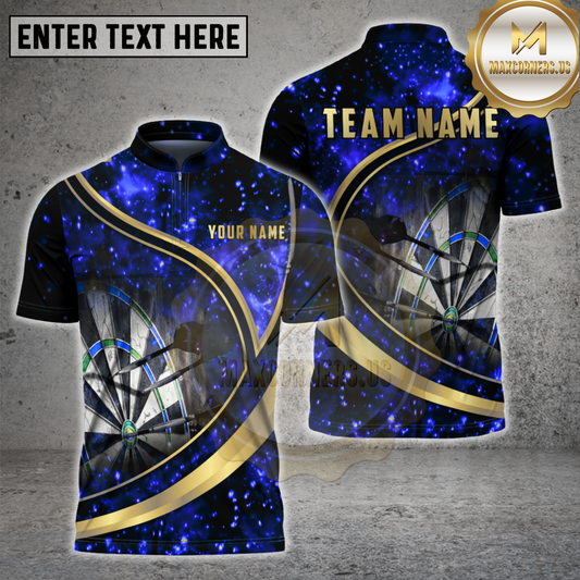 Maxcorners Darts Board Night Fire Spark Golden Swirl Multicolor Options Personalized Name, Team Name 3D Shirt (4 Colors)