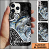 Maxcorners Fishing Tribal Pattern Black White Water Splash Personalized Name Phone Case (10 Fish Species)