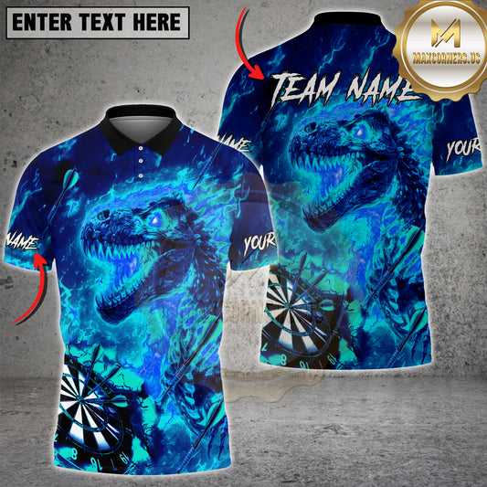 Maxcorners Flaming Dinosaur Dart Board Fire Fury Multicolor Options Personalized Name, Team Name 3D Shirt (4 Colors)