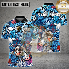 Maxcorners Golf Blue Graffiti Cool Cartoon Ball Street Art Multi Options Personalized Name, Team Name 3D Shirt