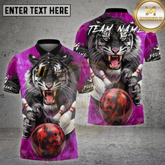 Maxcorners Bowling Fierce Tiger Power Throw Multi Options Personalized Name, Team Name 3D Shirt