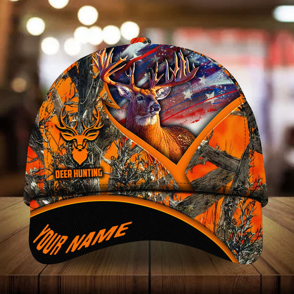 Max Corners Amazing US Flag Deer Hunting Camo Pattern 3D Multicolor Personalized Cap