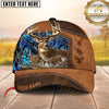 Maxcorners Deer Hunting Rustic Leather Camo Multi Options Personalized Name 3D Cap (6 Colors)