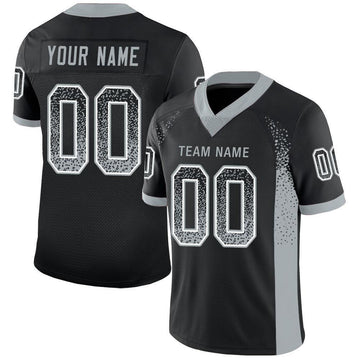 Maxcorners Custom Black Silver-White Drift Fashion Football Jersey LM2605