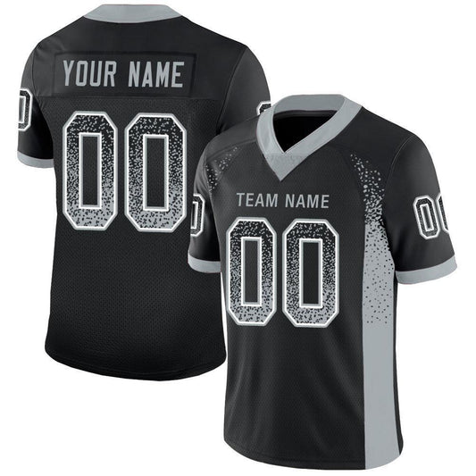 Maxcorners Custom Black Silver-White Drift Fashion Football Jersey LM2605