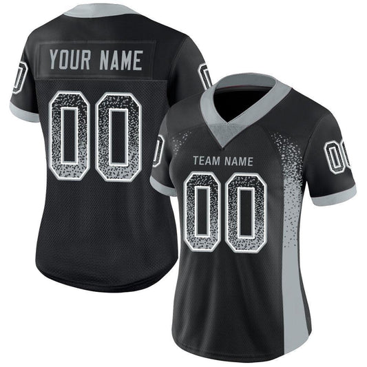 Maxcorners Custom Black Silver-White Drift Fashion Football Jersey LM2605