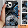 Maxcorners Fishing Blue Smoke Splash Tech Style Personalized Name Phone Case (10 Fish Species)