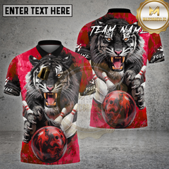 Maxcorners Bowling Fierce Tiger Power Throw Multi Options Personalized Name, Team Name 3D Shirt