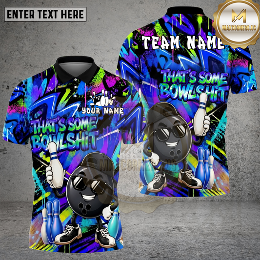 Maxcorners Bowling Ball Graffiti Streetwear Funny Quote Multicolor Options Personalized Name, Team Name 3D Shirt (4 Colors)