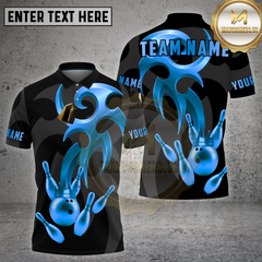 Maxcorners Bowling Golden Crown Strike Emblem Multi Options Personalized Name, Team Name 3D Shirt