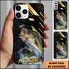 Maxcorners Fishing Luxury Black Gold Lightning Splash Personalized Name Phone Case (10 Fish Species)