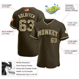 Maxcorners Custom Olive Camo-City Cream Premium American Flag Fashion Salute To Service Baseball Jerseys LM0210