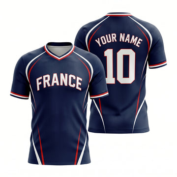 Maxcorners France Navy Soccer Jersey Personalized Name & Number Jersey