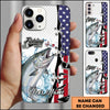 Maxcorners Fishing American Flag Patriotic Water Splash Personalized Name Phone Case (10 Fish Species)