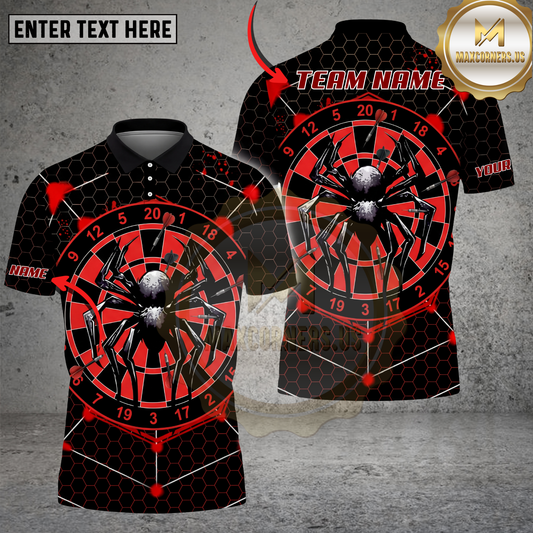 Maxcorners Darts Shirt Spider Dartboard Horror Style Multicolor Options Personalized Name, Team Name 3D Shirt (4 Colors)