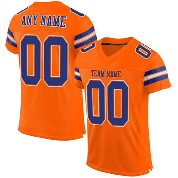 Maxcorners Custom Orange Royal-White Mesh Authentic Football Jersey LM2605